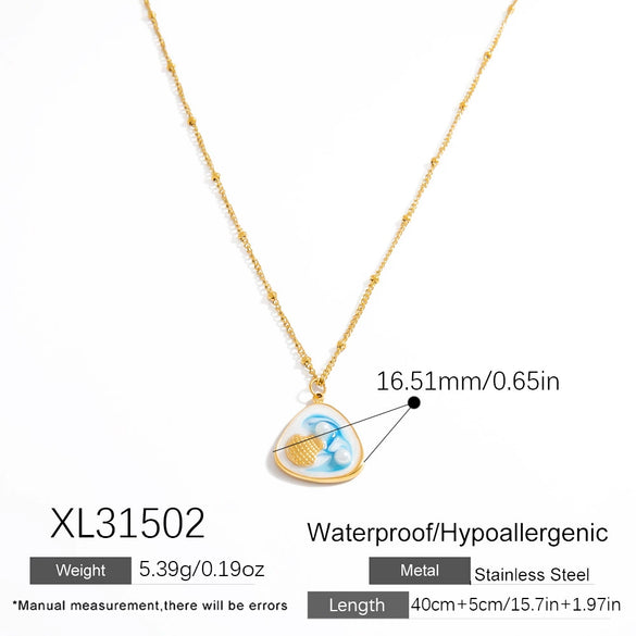 Stainless Steel And Titanium Steel Dripping Oil Pendant Necklace For Women Fashion And Minimalist Style