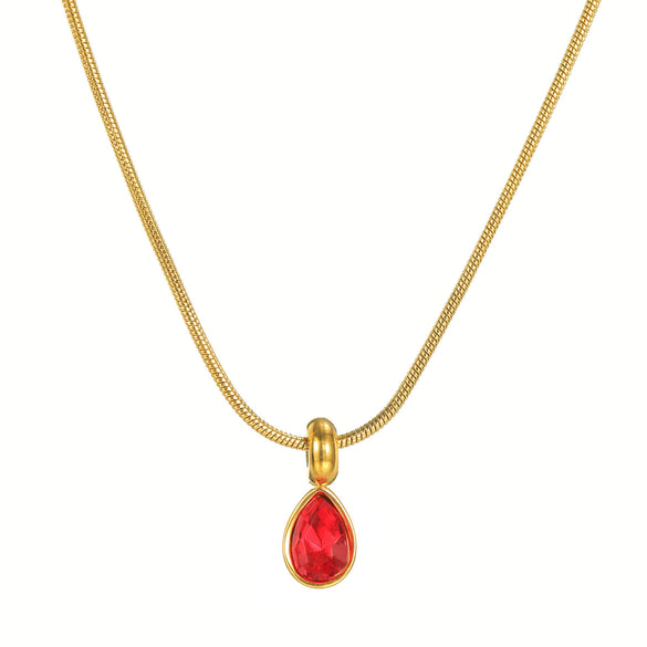 Stainless Steel And Titanium Steel Drop Shape Necklace For Women With Electroplating And Snake Bone Chain