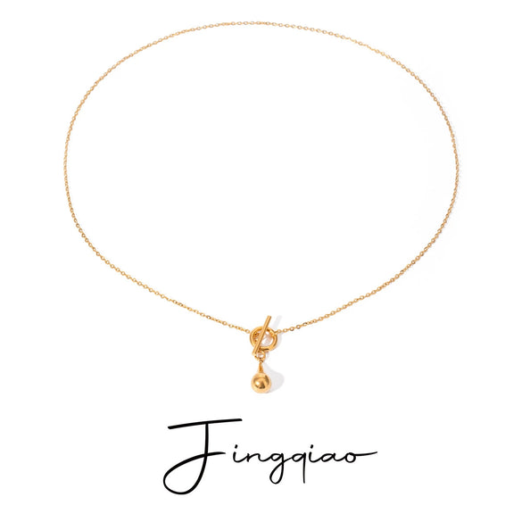 Stainless Steel And Titanium Steel Drop Shape Pendant Necklace With Electroplating