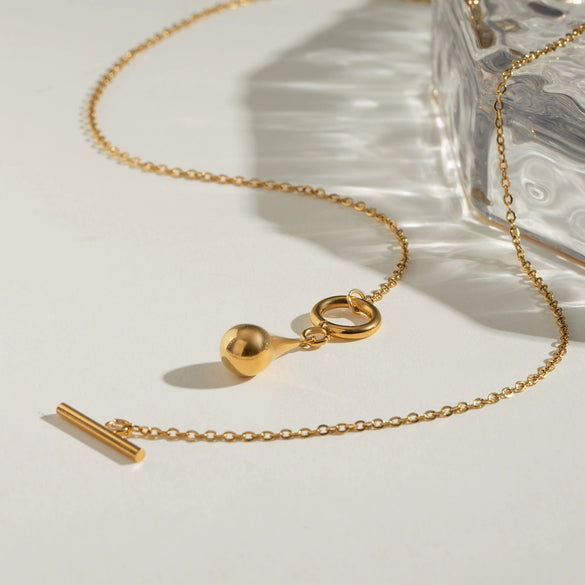 Stainless Steel And Titanium Steel Drop Shape Pendant Necklace With Electroplating