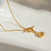 Stainless Steel And Titanium Steel Drop Shape Pendant Necklace With Electroplating