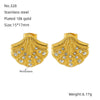 Stainless Steel And Titanium Steel Earrings Necklace Suit For Women With Shell Fanshaped Pattern And Diamondembedded Fashion Design And Electroplating Treatment