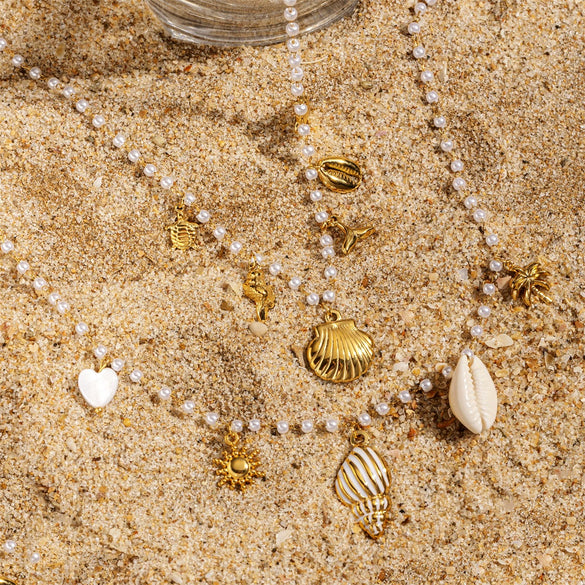 Stainless Steel And Titanium Steel Electroplated Conch Shell Necklace For Women