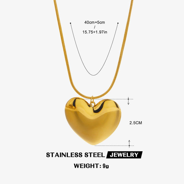 Stainless Steel And Titanium Steel Electroplated Love Heart Clavicle Necklace Geometric Style