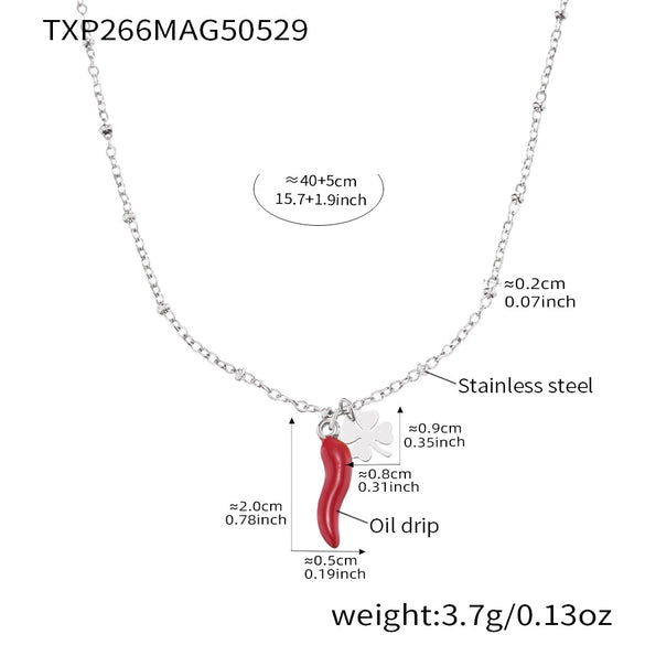 316L Stainless Steel And 316L Stainless Steel Fashion Jewelry Set With Pepper And Fourleaf Flower Patterns For Men And Women Electroplated