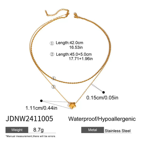 Stainless Steel And Titanium Steel Fivepointed Star Pendant Doublelayer Necklace Electroplated Women's Jewelry