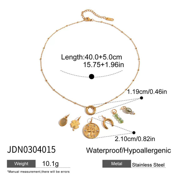Stainless Steel And Titanium Steel Fourleaf Clover Pendant Necklace With Electroplating For Women