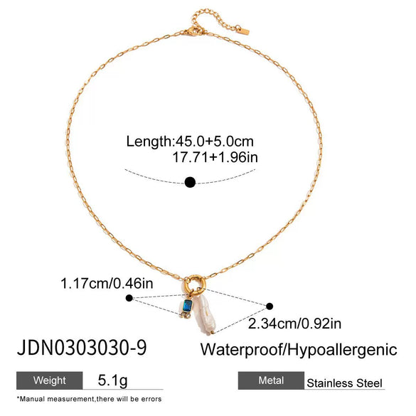 Stainless Steel And Titanium Steel Freshwater Pearl Clavicle Chain Ins Style Electroplated