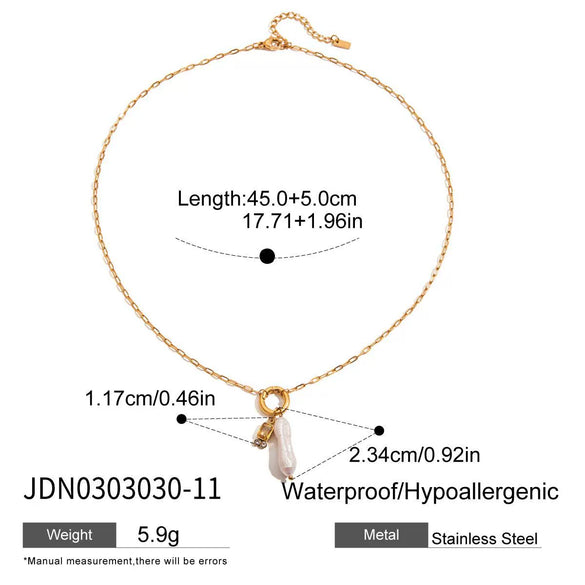 Stainless Steel And Titanium Steel Freshwater Pearl Clavicle Chain Ins Style Electroplated