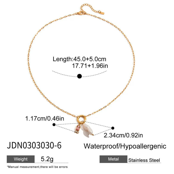 Stainless Steel And Titanium Steel Freshwater Pearl Clavicle Chain Ins Style Electroplated