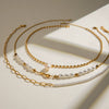 Stainless Steel And Titanium Steel Freshwater Pearl Multilayer Necklace With Geometric Design And Electroplating For Women