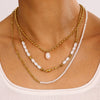 Stainless Steel And Titanium Steel Freshwater Pearl Multilayer Necklace With Geometric Design And Electroplating For Women