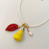 Stainless Steel And Titanium Steel Fruit Pattern Dopamine Necklace With Natural Baroque Pearl Pendant And Electroplating Design