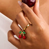 Stainless Steel And Titanium Steel Fruit Pattern Necklace And Ring For Women With Electroplating