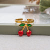 Stainless Steel And Titanium Steel Fruit Pattern Necklace And Ring For Women With Electroplating