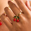 Stainless Steel And Titanium Steel Fruit Pattern Necklace And Ring For Women With Electroplating