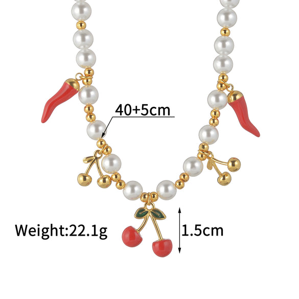 Stainless Steel And Titanium Steel Fruit Pattern Necklace For Women