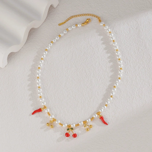 Stainless Steel And Titanium Steel Fruit Pattern Necklace For Women