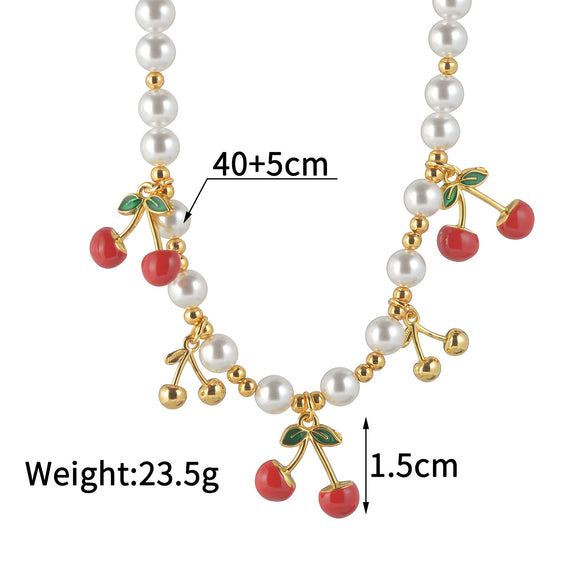 Stainless Steel And Titanium Steel Fruit Pattern Necklace For Women