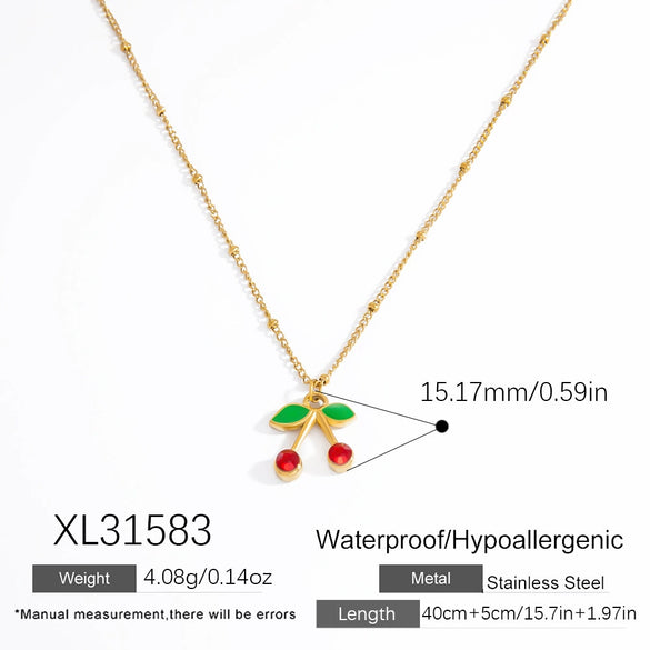 Stainless Steel And Titanium Steel Fruit Pendant Necklace Electroplated With 18K Real Gold For Women