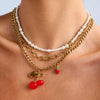 Stainless Steel And Titanium Steel Fruit Shape Sweet Style Pendant Necklace With Electroplating Design