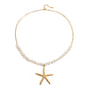 Stainless Steel And Titanium Steel Geometric And Starfish Pendant Necklace Hammered And Electroplated For Women