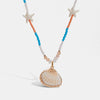 Stainless Steel And Titanium Steel Geometric Animal Style Electroplated Rice Bead Shell Starfish Pendant Necklace For Women