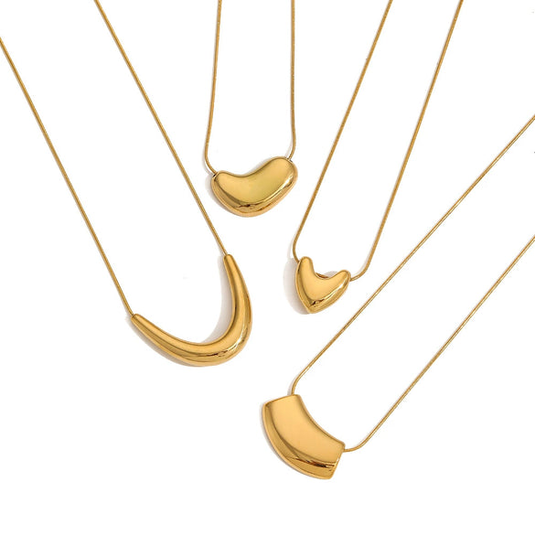 Stainless Steel And Titanium Steel Geometric Arc O Word Chain Necklace For Women With Electroplating Design And Simple Style