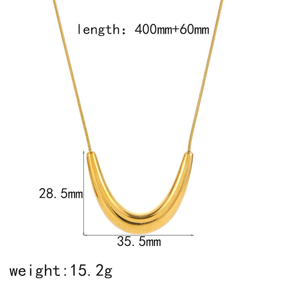 Stainless Steel And Titanium Steel Geometric Arc O Word Chain Necklace For Women With Electroplating Design And Simple Style