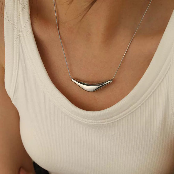 Stainless Steel And Titanium Steel Geometric Arc Pendant Necklace Minimalist Style Electroplated For Men And Women