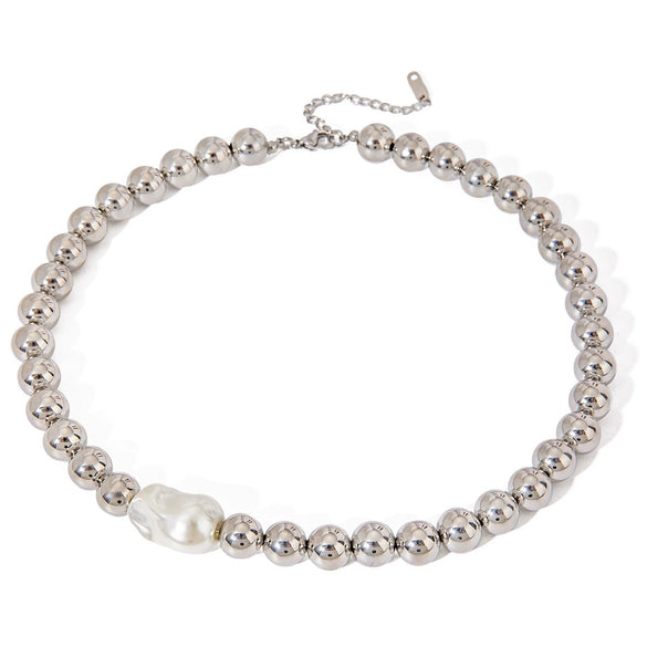 Stainless Steel And Titanium Steel Geometric Baroque Necklace For Women With Electroplating Treatment