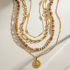 Stainless Steel And Titanium Steel Geometric Bead Chain Pendant Necklace With Electroplating For Women