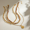 Stainless Steel And Titanium Steel Geometric Bead Chain Pendant Necklace With Electroplating For Women