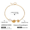 Stainless Steel And Titanium Steel Geometric Conch And Starfish Diamondencrusted Electroplated Pendant Necklace Jewelry For Women