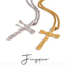 Stainless Steel And Titanium Steel Geometric Cross Necklace With Electroplating And Regular Chain