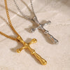 Stainless Steel And Titanium Steel Geometric Cross Necklace With Electroplating And Regular Chain