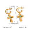 Stainless Steel And Titanium Steel Geometric Cross Pendant Necklace Inlaid With Zircon For Women
