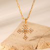Stainless Steel And Titanium Steel Geometric Cross Pendant Necklace Inlaid With Zircon For Women