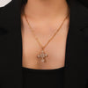Stainless Steel And Titanium Steel Geometric Cross Pendant Necklace Inlaid With Zircon For Women