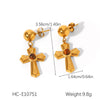 Stainless Steel And Titanium Steel Geometric Cross Pendant Necklace Inlaid With Zircon For Women