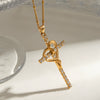 Stainless Steel And Titanium Steel Geometric Cross Pendant Necklace With Electroplating