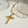 Stainless Steel And Titanium Steel Geometric Cross Pendant Necklace With Electroplating