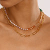 Stainless Steel And Titanium Steel Geometric Crystal Bead Necklace For Women With Electroplating