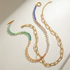 Stainless Steel And Titanium Steel Geometric Crystal Bead Necklace For Women With Electroplating