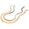 Stainless Steel And Titanium Steel Geometric Crystal Bead Necklace For Women With Electroplating
