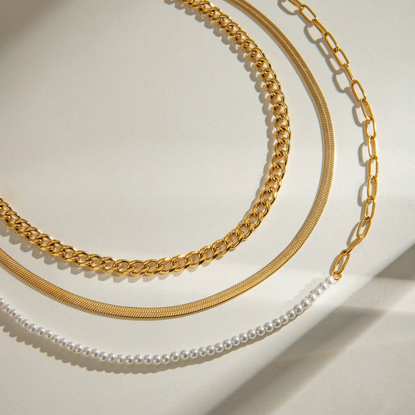 Stainless Steel And Titanium Steel Geometric Cuban Chain Necklace With Electroplating For Women