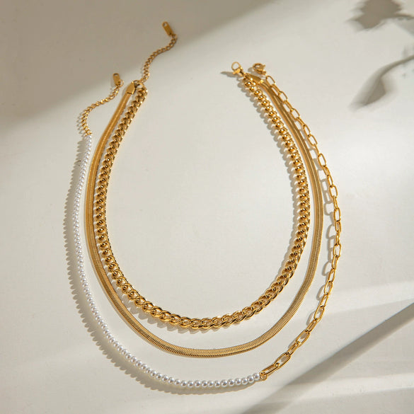 Stainless Steel And Titanium Steel Geometric Cuban Chain Necklace With Electroplating For Women