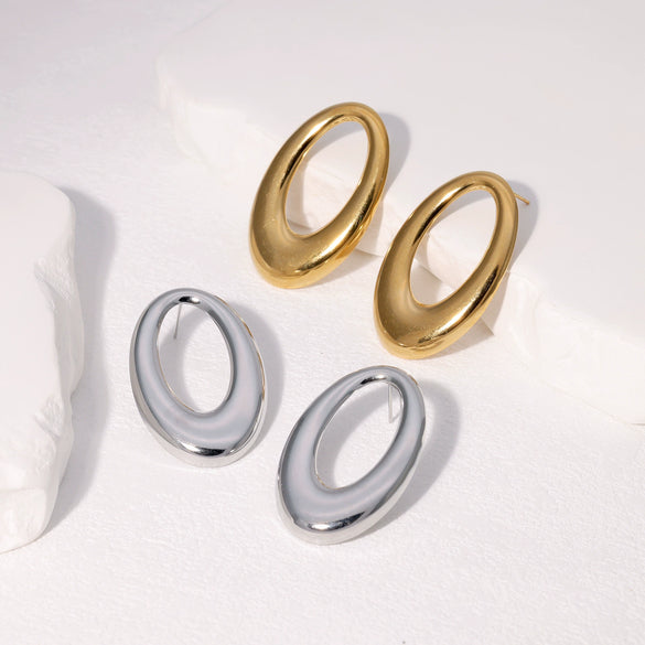 Stainless Steel And Titanium Steel Geometric Earrings With Electroplating Minimalist Style For Women