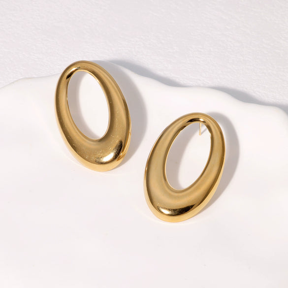 Stainless Steel And Titanium Steel Geometric Earrings With Electroplating Minimalist Style For Women