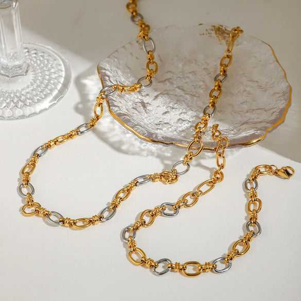 Stainless Steel And Titanium Steel Geometric Electroplated Jewelry Set With O Chain Women's